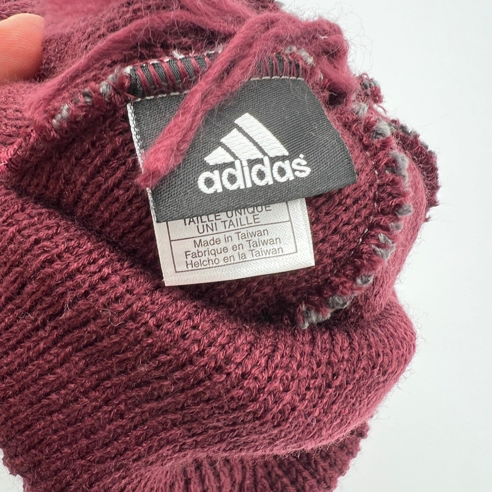 Adidas Texas A&M Aggies Gray Maroon Striped Pom Cuffed Knit Beanie Hat OSFA - Picture 3 of 5